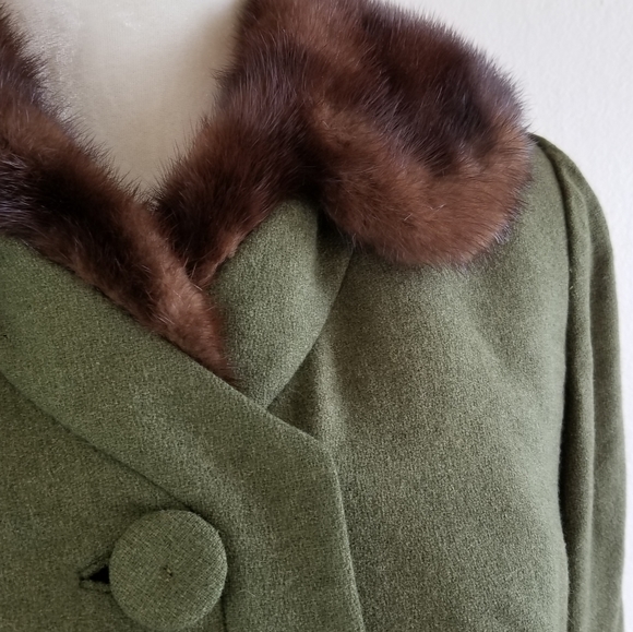VTG 50s Branell Mink Collar Cropped Suit Jacket - Picture 3 of 16
